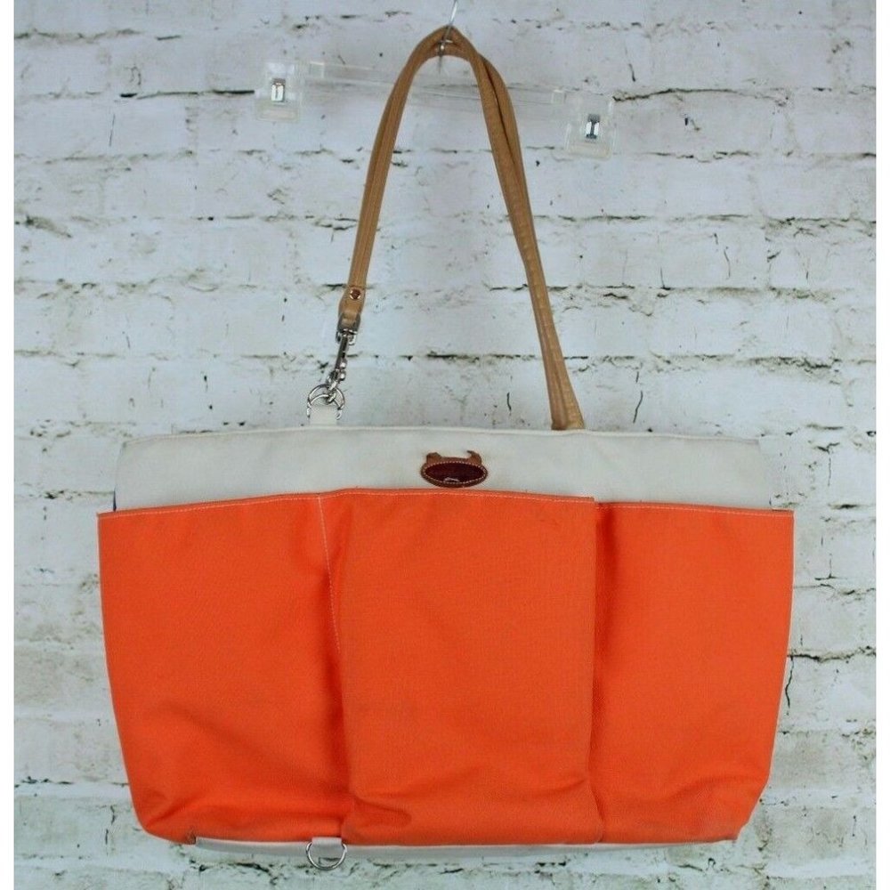 DANTE BEATRIX NY Eat Your Vegetables Canvas Tote Bag Orange Tan Purple Lining